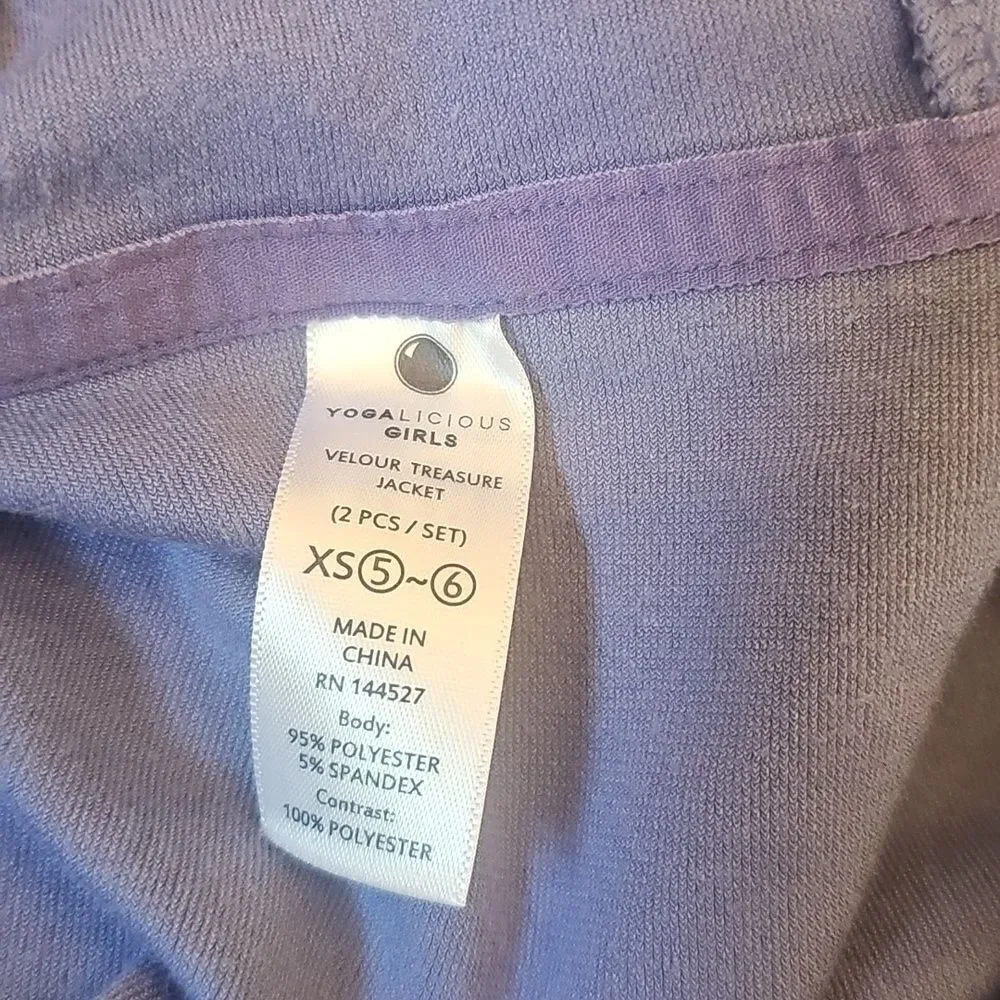 Yogalicious Purple Velour Jogging Set Size 5/6